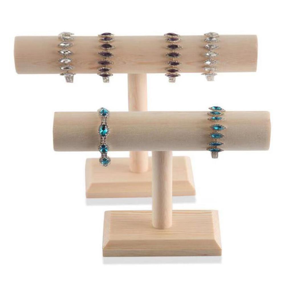 Portable Hard Wooden Bracelet Chain T-Bar Rack Jewelry Display Stand for Bangle Watch Necklace Home Organization Holder Showcase Portable Hard Wooden Bracelet Chain T-Bar Rack Jewelry Display Stand for Bangle Watch Necklace Home Organization Holder Showcase