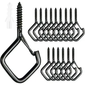 15 count Black Eye Hooks Screw Heavy Duty,Ceiling Hooks for  ,String Lights,Cup,Wind Chime,Bird Feeders.  Hanger Indoor&Outdoor