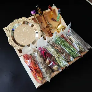 Beginner Witchcraft Starter Set with Wooden Gift Box, Genuine Loose Crystals, Dried Flowers & Herbs, Vintage Crystal Spoon, Witch Bells & Ritual Plate, Ideal for Teacher Appreciation Gifts, Halloween Decor & Pagan Altar Practice Magical Kit