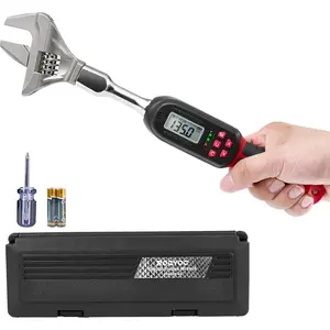 Adjustable Digital Torque Wrench 5-100 ft.lb/6.8-135 N.m, Torque Wrench with 42 mm Open End, 2% Accuracy, LED Buzzer Alert, for HVAC