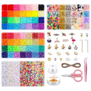 4 Boxes 8000+ Beads Kit | Unique & Exquisite Bead Collection, Clay Bead Bracelet, Bead Craft, Bead Accessory, Fashionable DIY Accessory & Beaded Body Jewelry for DIY Bracelet Crafts with Tools, Creative Gifts