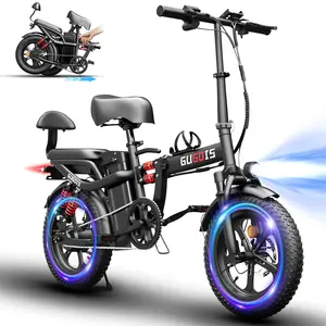 GUGOIS Electric Bike for Adults, 1000W Peak Motor 16" Fat Tire Folding Ebike, 48V 20Ah Removable Battery Electric Bicycles with Dual Suspension & 2-Seater, 30MPH UL Certified E-Bike