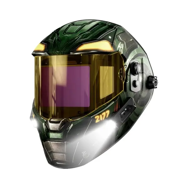 ANDELI Welding Helmet​ with 2 Light PRO，Digital Filter with Internal Display,7.2"x3.2" Auto Darkening Panoramic View，Type-C Fast Charging,True Color for Weld Cut Grind（1500mAh+）, 7.2" X 3.2", Batteries Built-In