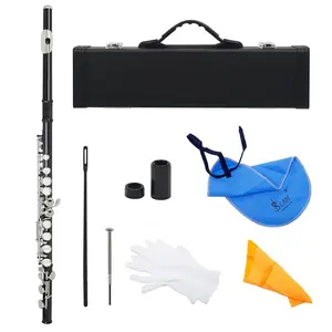 16 Hole Flute, C Key Flute with Accessories, Musical Instrument for Beginners, Woodwind Instrument for Home School Office