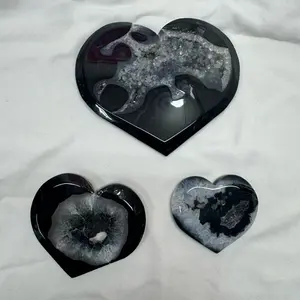 Onyx Crystal Druzy Hearts Medium