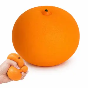 Orange Crunchy Squishy, Realistic Citrus Squeeze Fidget Toy with Crispy ASMR Sound, Soft Bead Filled Fruit Desk Toy
