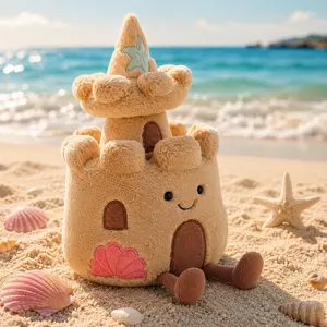 Jellycat Cute Sandcastle Plush Toy with Wizard Hat | Kawaii Beach Castle Stuffed Animal | Soft Plush Gift for Kids, Teens & Collectors