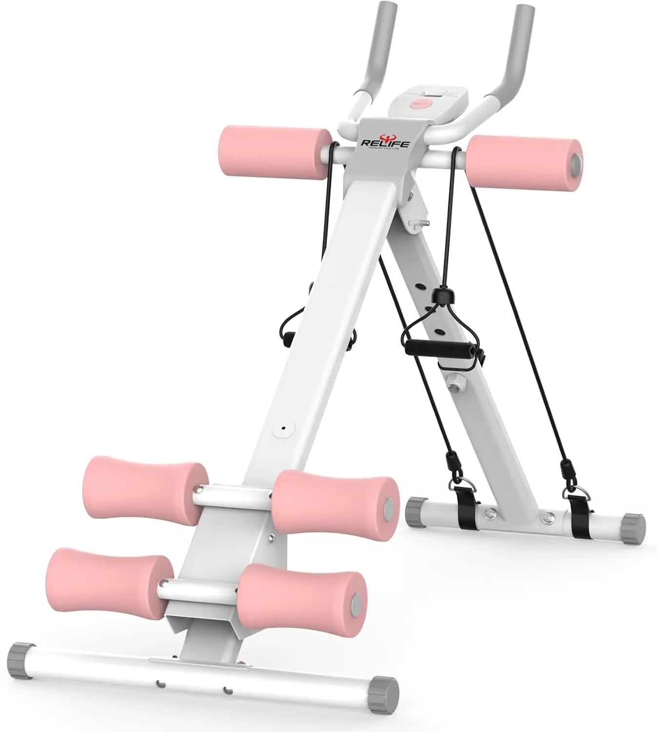 AB Workout Machine Adjustable Ab Trainer Machine Foldable Ab Cruncher Strength Training Equipment for Home Gym, Full Body Workout Equipment 440 LBS