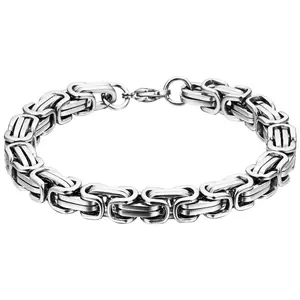 OIDEA Men's Stainless Steel Byzantine Bracelet - Durable, Hypoallergenic Silver-Tone Square Mechanic Link Classic Punk Hip Hop Costume Jewelry Gift, Durable Bracelet, Hypoallergenic Bracelet