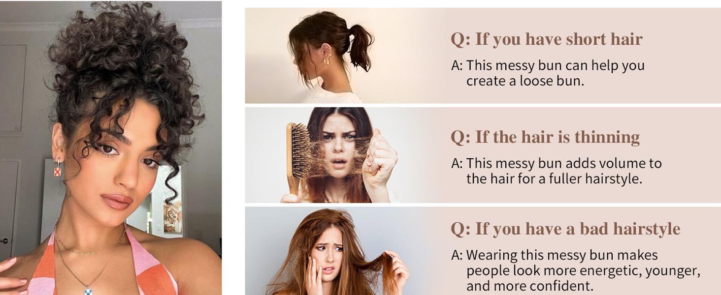 VOSILK Lommel Messy Bun Hair Piece for Women 90g Elastic Drawstring Loose Wave Curly Hair Buns HairPiece Synthetic Hair Bun Hair Extensions for Women Daily Use