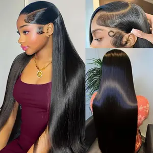 250 Density HD Lace Front Wigs Human Hair benin girls wig Glueless Pre Plucked Bleached Knots Lace Front Wig 15A Grade Real Full Large Lace Space 13x4 Straight Lace Front Wigs Human Hair for Black Women transparent lace deals for you days