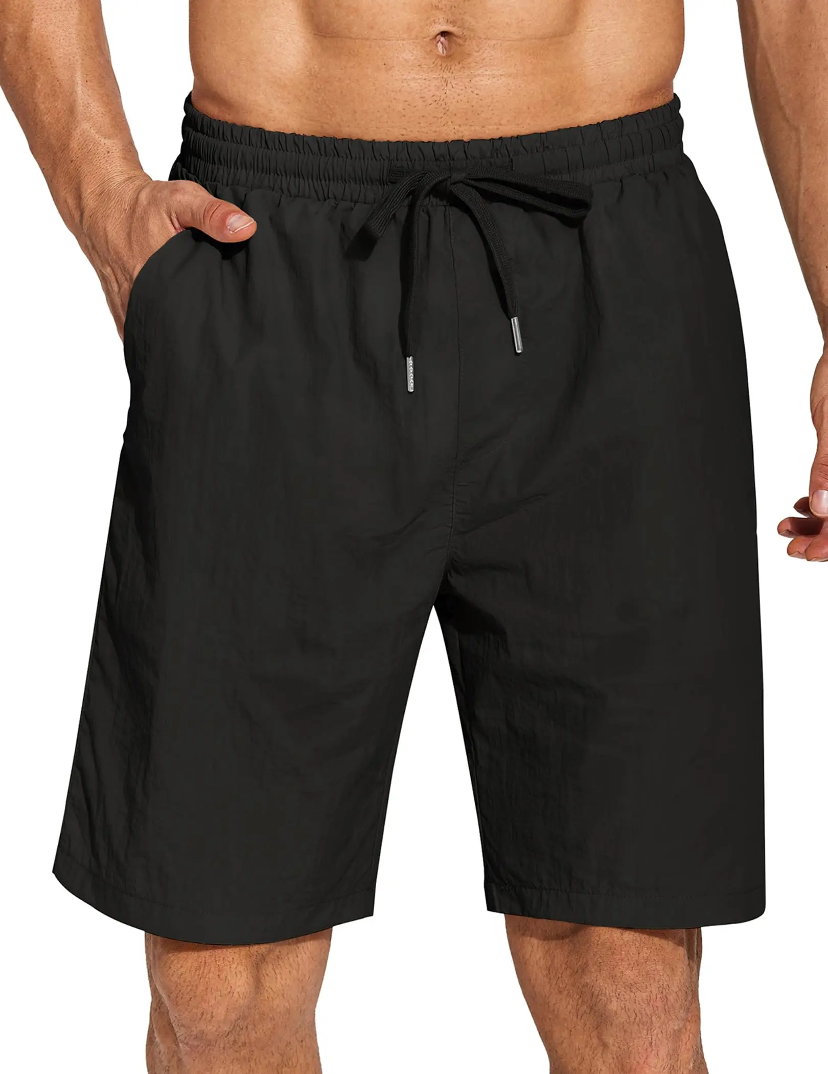 Men's Summer Beach Shorts Lightweight Elastic Waist Drawstring Casual Shorts with Pocket