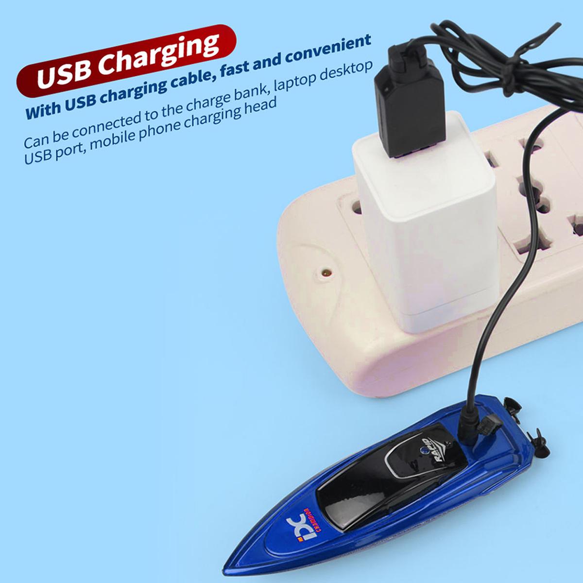 RC Boat for Kids 2.4GHz 8 km/h High Speed RC Boat Electric Racing Boat Waterproof 500mAh USB Rechargeable RC Boat Toy Ship Summer Water Toy Gift for Kids Adults