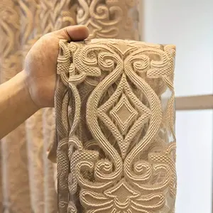 Elegant Embroidered Voile Curtain, Geometric Design, Hollow Out Pattern, Perfect for Living Room & Bedroom Windows