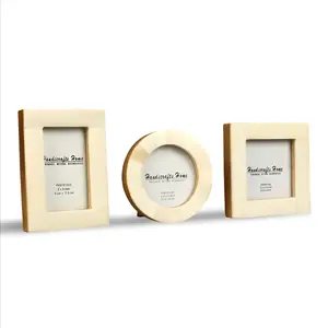 Handicrafts Home Baby Picture Frame Set of 3 White Rectangle Bone Inlay & Pine MDF for Newborn Girls Boys Christmas Gifts Decor