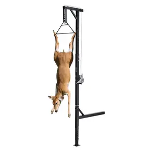 VEVOR Truck Hitch Game Hoist, 500 lbs Load Capacity, Hunting Deer Hoist with 2-inch Receiver, 360-Degree Swivel Shaft Adjustable Height, Includes Gambrel Winch for Skinning Cleaning Game