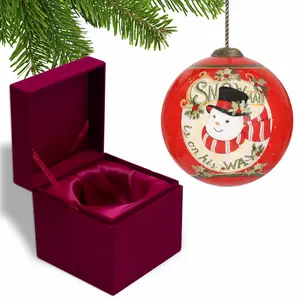 360 Stand Festive Hand-Painted Mouth-Blown Glass Snowman Ornament, Multi-Color Antique Round Tree Decor, Christmas Gift Hanger