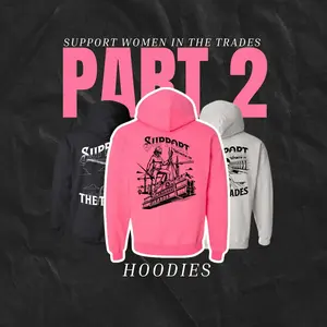 Swist Hoodie [PART 2] (Support women in skilled trade) high visibility hoodie with black, pink and also ash grey - trade specific women’s  hooded sweatshirt - blue collar women Womenswear Long Sleeve Pullover Casual Apparel