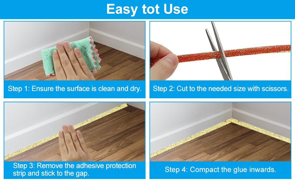 Caulking Trim Strip, 20FT Corner Peel and Stick Wall Molding Edging Waterproof Self-Adhesive Trim Caulk Strip for Sink Countertop Toilet Tile Tub