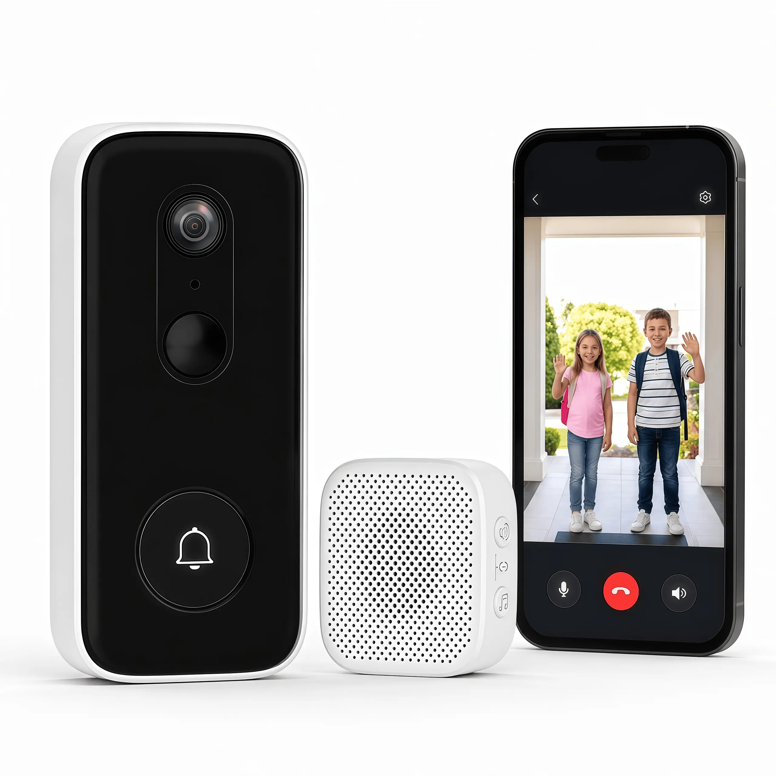 JOOAN 2K WiFi Smart Video Doorbell Camera, 120° Wide-Angle View, 2-Way Audio, AI Human Detection, IR Night Vision, Weatherproof, Remote App Monitoring Security Camera