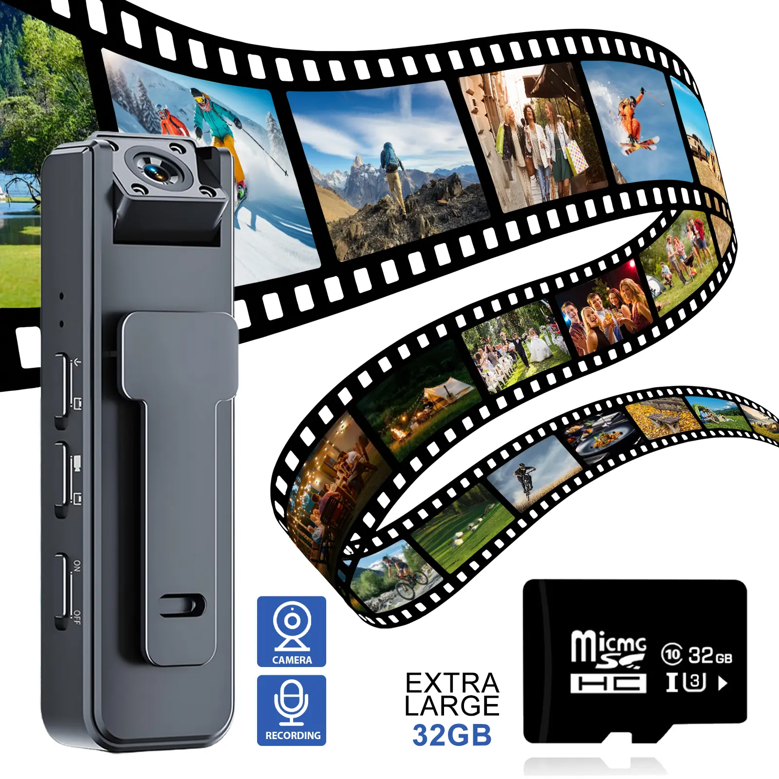 Wireless Vlog Body Camera, 1080P Camcorder, Wearable Body Cam with Night-Vision & 180 °   Rotation Lens, Portable Sport DV Camcorder for Outdoor Sport Skiing Cycling Hiking