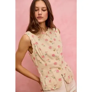 Spring Ahead Floral Print Twill Top
