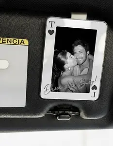 Personalized Couple Photo Car Visor Clip, Drive Safe I Love You, Couple Playing Card Visor Clip Gifts for Boyfriend