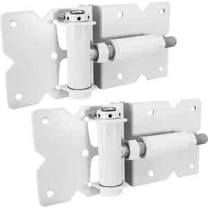 Self Closing Vinyl Gate Hinges - White - for Vinyl, PVC and Plastic Fencing: Vinyl Fence Gate Hinges w/Mounting Hardware