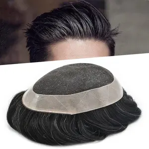 Singa Hair Mens Toupee French Lace Remy Human Hair System For Men Breathable Mens Hair Replacement System Breathable Mens Hairpiece For Hair Loss US Stoc