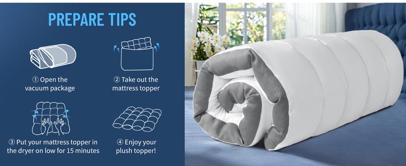 Shilucheng Ergonomic Supportive Memory Foam Mattress Topper, Breathable Quilted Mattress Pad with Cooling Cover, Fits All Mattress Sizes 6–18 Inch Deep Pocket