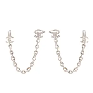 Pre-owned Chanel Strass CC Chain Link Ear Cuff Earrings JLP010944 Joyce