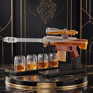 Father's Day Gifts for Dads, Kollea 22 Oz Whiskey Decanter Set and 4 Glasses with 5 Oz Sighting Telescope, Unique Anniversary Birthday Fathersdaygift Ideas for Him Men Grandpa, Cool Gun Liquor Decanter for Bar Novelty Spirit Utensils