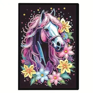 Diamond Art Notebook Set, 5D DIY Crystal Diamond Mosaic Diary, Artificial Leather Cover, Irregular Diamonds, Craft & Learning Journal