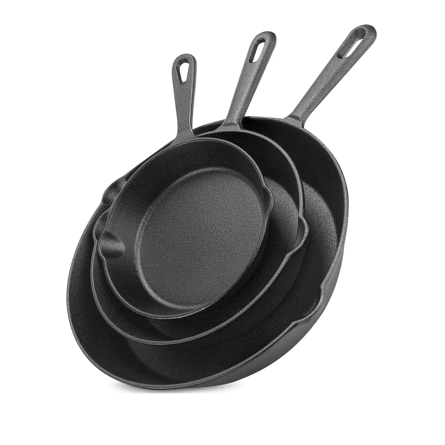 Cast Iron Skillet 3 Piece Set, Cast Iron Skillet, Pre Seasoned Skillet, Frying Pan with Lid, Wok, Cast Iron Set (Black), Durable Heavy Duty Cookware
