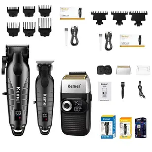 Kemei Shaver Km-2293 Km-2290 Km-2026, New Electric Cordless Hair Trimmer with LCD Display, Rechargeable Clippers, Men's Grooming Tool Suitable for Salon Use