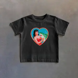 Retro Shark Heart Graphic Baby Tee, Vintage Beach Tshirt, 90s Style Baby Tee, Surf Toddler Tshirt