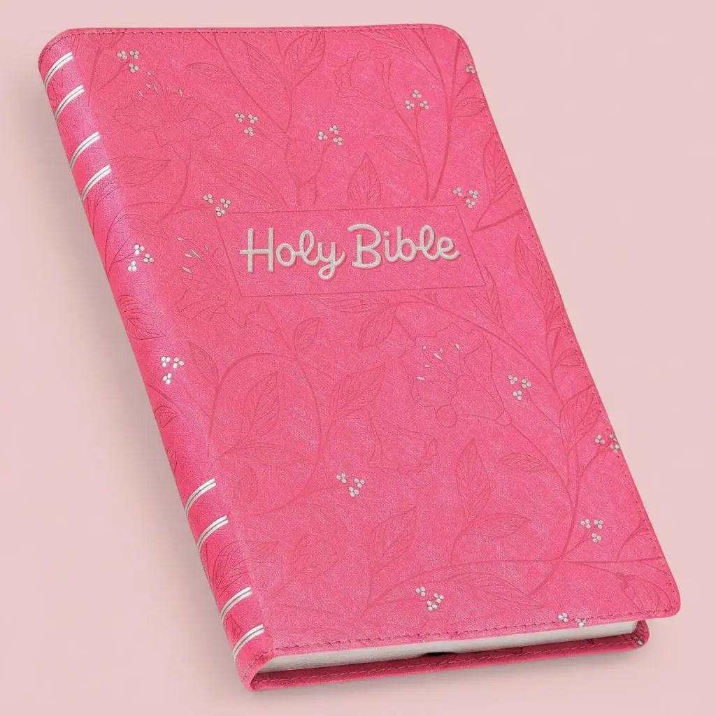 Pearlized Cherry Pink Faux Leather King James Version Gift Edition Bible (Font: 8-point) (No Bible Tabs)