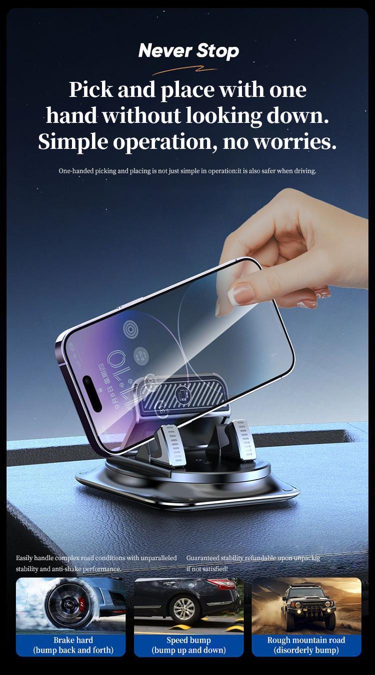360° Rotation Car Phone Holder, Suction Cup Dashboard Windshield Mount, Horizontal & Vertical Screen Adjustment, Anti-Slip Universal Phone Holder for iPhone Android BackToSchool