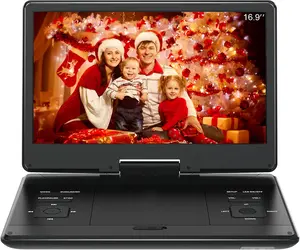 16.9" Portable DVD Player with 14.1" Large HD Screen,High Volume Speaker,4-6 Hours Built-in Rechargeable Battery,Support USB/SD Card/Sync TV and Multiple Disc Formats,Region Free,Remote Control