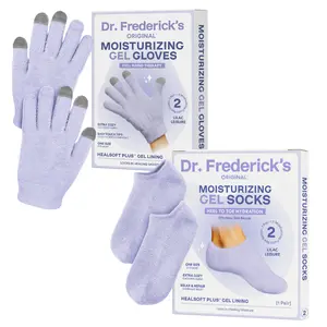 Skincare Duo - Lilac - Moisturizing Gel Gloves - Full Foot Gel Socks - Dry Skin Relief - HealSoft Plus Gel