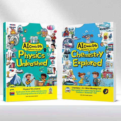 Kids' Physics & Chemistry Comic Books (Ages 7+), 2-Book Easy Fun Visual Science Learning Set - Bright Illustrations, Character-Based Storytelling, 6 Everyday Themes, Classroom Rewards, Holidays Cool Gifts for Kids