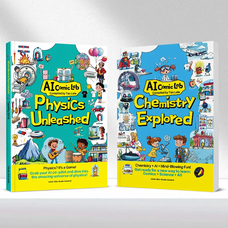 Kids 2-Book Science Comic Set, Ages 7+, Physics & Chemistry Learning Books, 6 Everyday Science Themes STEM Educational Gift for Birthdays, Thanksgiving, Holidays