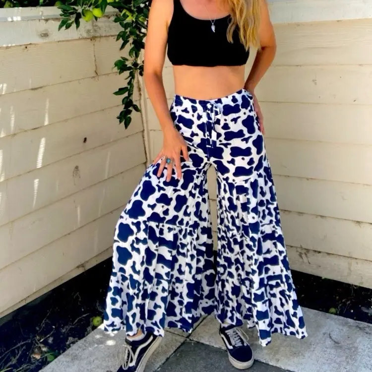 Gorgeous goddess cow print navy palazzo pants