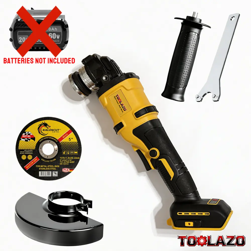 TOOLAZO Cordless Angle Grinder Tool, Battery Not Included, Brushless Motor 8500 RPM Power, Compatible with DEWALT 20V MAX Batteries, Compact Electric Grinder for Cutting, Grinding, Polishing Metal, Tile, Concrete & DIY Projects