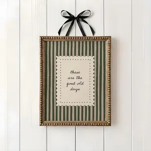 These Are The Good Old Days Wall Art  Green Stripe Quote Print  Vintage Minimal Typography Home Decor