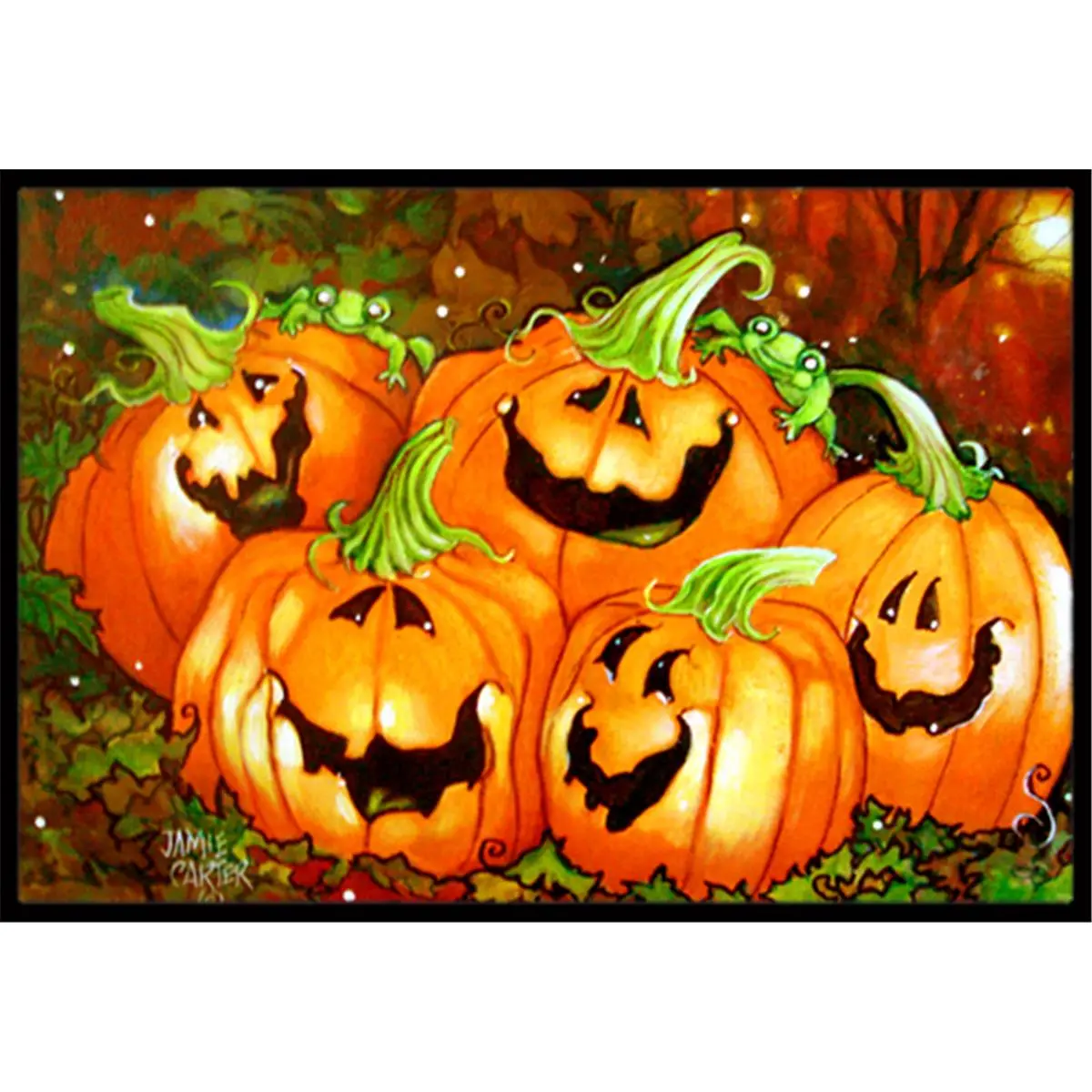 Jack-O'-Lantern Pumpkin Print Doormat - 27L x 0.15W x 18H in, Anti-Skid Durable Fade-Resistant Indoor Outdoor Rugs for Home Entryway Covered Areas