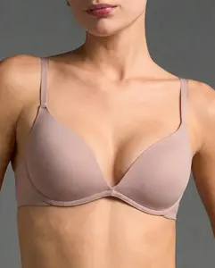 Women's Wireless Plunge Bra in Tan Nude - Lightly Padded, Invisible Fit