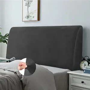 Headboard Cover for  Bed, Stretchy Velvety Headboard Slipcover,  Durable Protector Cover for Bed Headboard,  Soft Fabric (Jet Black)
