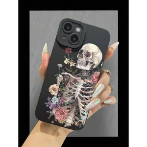 Skeleton Pattern Liquid Silicone Mobile Phone Case Full-Body Protection Shockproof Anti-Fall TPU Soft Rubber Case Compatible With IPhone 17 Promax/16/15/14/13/12/11
