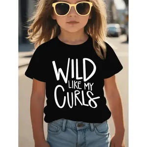 Casual Summer Fashion Top Featuring "Wild Like My Curls" Letter Print and Versatile Style